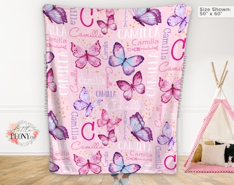 Butterfly Personalized Blanket - Butterflies Baby Blanket - Butterfly Baby Nursery - Baby Blanket for Girls Butterflies - Butterfly Blanket