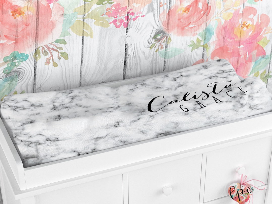 Personalized Changing Pad Cover Modern Marble Custom Changing Pad Cover ...