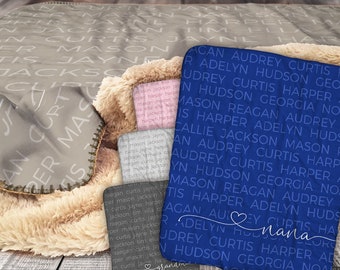 Personalized Family Name Blanket - Customized Family Blanket - Personalized Grandma Blanket - Custom Family Blanket - Mother's Day Gift