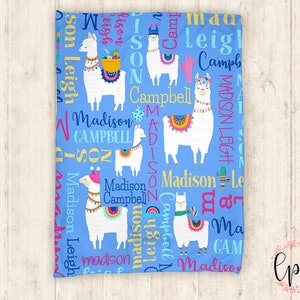 Personalized Llama Alpaca Baby Blanket - Throw Blanket -   Llama Alpaca Blanket - Personalized Blanket - Name Blanket - Baby Blanket - Minky