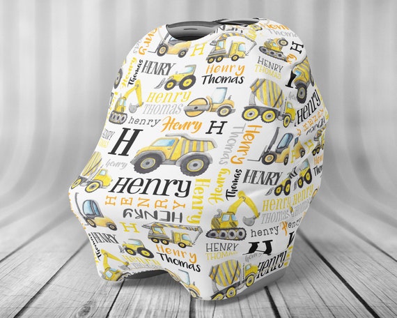 Personalized Car Seat Canopy Cover Baby Car Seat Cover Construction Truck Personalized Nursing Cover Car Seat Canopy Cover Etsy Canada