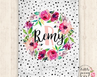 Manta de bebé personalizada - Manta de bebé - Manta floral - Manta floral para bebé - Regalo personalizado - Regalo para baby shower - Manta decorativa