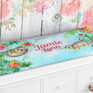 Personalized Changing Pad Cover - Watercolor Sloth Custom Changing Pad Cover - Baby Shower Gift - Custom Changing Pad Liner - Sloth - Jungle