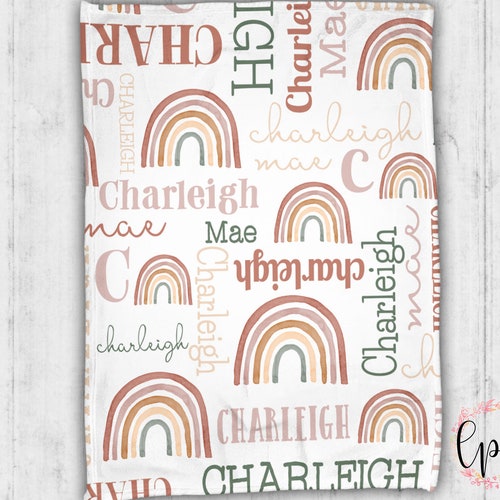 Personalized Rainbow Name Blanket Modern Rainbow Blanket Etsy