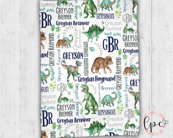 Personalized Baby Name Blanket - Personalized Blanket - Throw Blanket - Dinosaur Blanket - Dinosaur Baby Blanket - Dinosaur Pattern - Dino