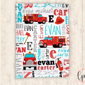 Feuerwehrmann-Decke - Muster-Decke - Personalisierte Baby-Decke - Feuerwehrmann-Baby-Decke