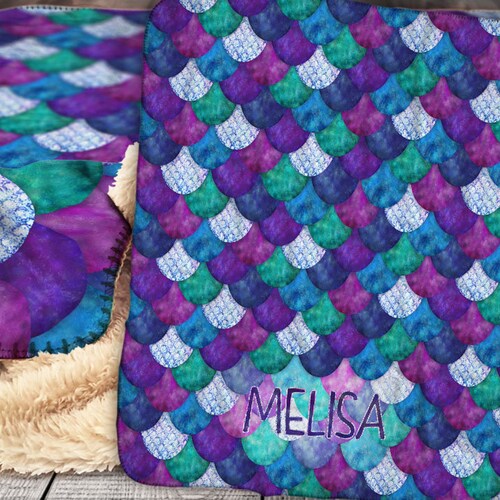 Personalized Mermaid Blanket Baby Blanket Mermaid Scale Etsy