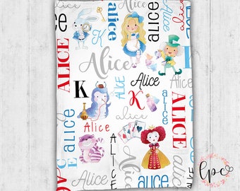 Alice im Wunderland Decke - Alice im Wunderland Baby Decke - Personalisierte Baby Decke - Personalisierte Namensdecke