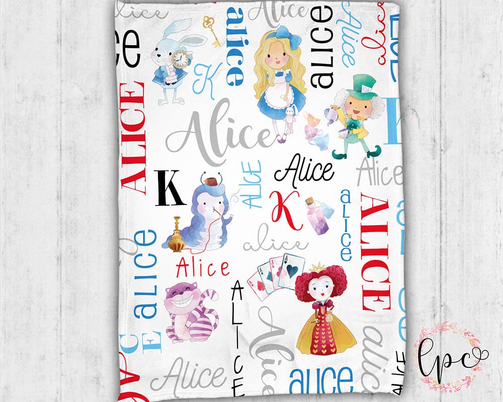 Personalized Alice in Wonderland Blanket Alice in Wonderland Baby Blanket Personalized Baby Blanket Personalized Name Blanket Etsy Canada