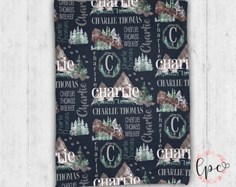 Personalized Blanket - Wolf Baby Blanket - Throw Blanket - Personalized Baby Blanket - Mountain Blanket - Wolf - Baby Blanket - Personalized