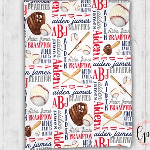 Personalized Baby Blanket  Baseball Personalized Blanket - Baseball Baby Blanket Base ball Sports Throw Blanket - Personalized Baby Blanket