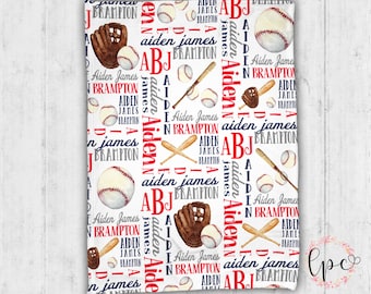 Personalized Baby Blanket  Baseball Personalized Blanket - Baseball Baby Blanket Base ball Sports Throw Blanket - Personalized Baby Blanket