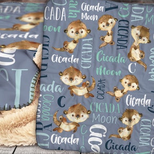 Personalized Otter Blanket - Otter Baby Blanket - Baby Blanket- Personalized  Name Blanket - Otter Baby Blanket - Otter - Sea - Sea Animals