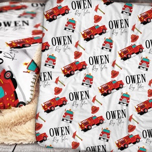 Personalizowany kocyk dla dziecka - kocyk strażacki - kocyk strażak personalizowany - spersonalizowany kocyk z imieniem dziecka - kocyk strażacki