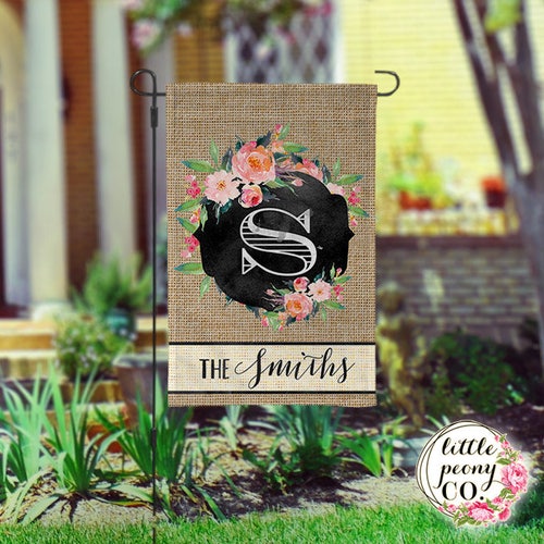 Personalized Garden Flag Chalkboard Frame & Flowers Etsy