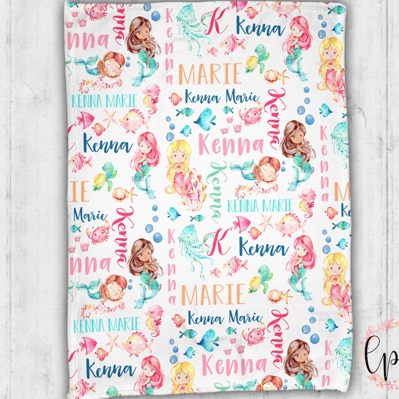 Mermaid Print Pattern Blanket