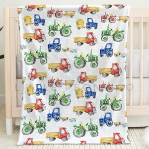 Tractor Blanket - Tractor Baby Blanket - Baby Blanket -Sherpa Blanket - Minky Blanket - Tractor - Farming - Farm Blanket - Farm Theme