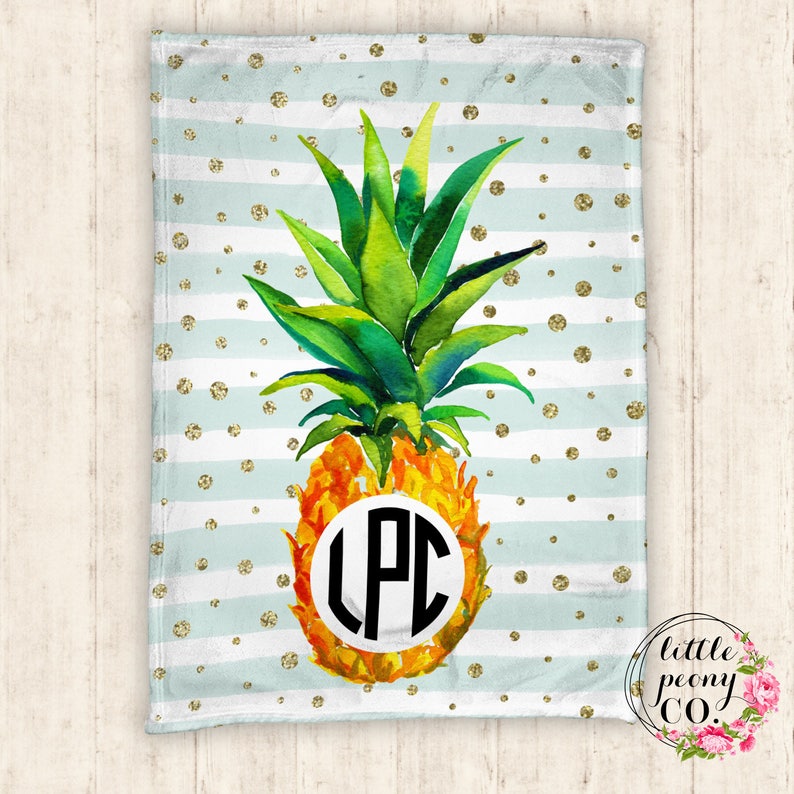 Monogram Personalized Pineapple Blanket Receiving Blanket Etsy