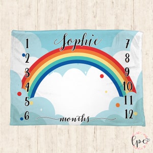 Manta de bebé personalizada - Manta arcoíris - Manta para bebé - Manta arcoíris para bebé - Manta con nombre - Manta con nombre arcoíris - Regalo personalizado