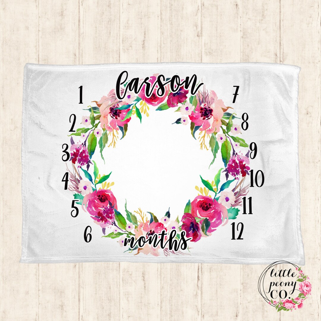 Baby Monthly Milestone Blanket Floral Receiving Blanket Etsy
