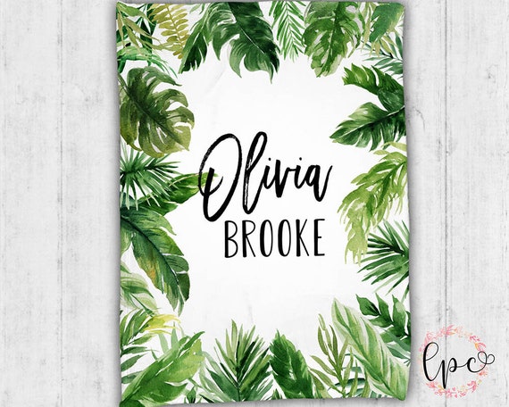 Personalized Baby Blanket With Name - Tropical Flamingo & Palm Leaves Design, 30x40 Inch Soft Minky - View #12