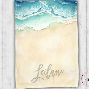 Personalized Baby Blanket - Beach Baby Blanket - Personalized Blanket - Ocean Blanket - Personalized Gifts, Sea Shore Beach Gulf Wave, Beach