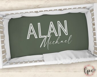 Personalized Crib Sheet -  Name Crib Sheet - Personalized Baby Fitted Crib Sheet - Baby Shower Gift - Personalized - Crib Sheet - Modern