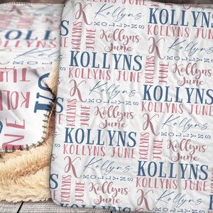 Personalized Name Blanket - Sherpa Throw Blanket -  Name Blanket - Name Pattern Blanket - Personalized Baby Name Blanket - Baby Blanket