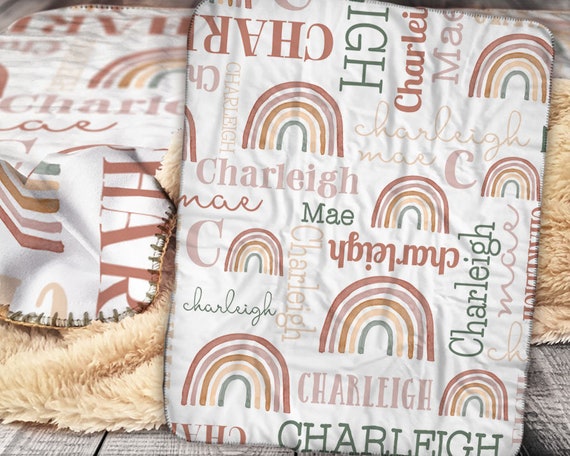 Personalized Rainbow Name Blanket Modern Rainbow Blanket Modern Rainbow Personalized Blanket Name Pattern Rainbow Baby Blanket