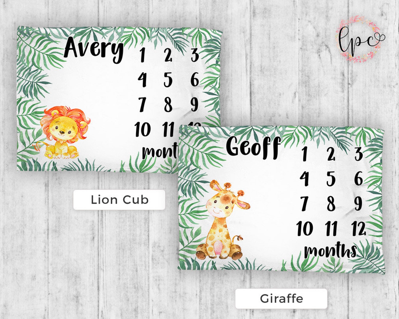 Monthly Milestone Blanket - Personalized Baby Blanket - Safari ...
