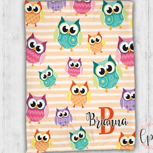 Personalized Baby Blanket - Owl Baby Blanket -  Owl Blanket - Personalized Name Blanket - Minky Baby Blanket - Personalized Baby Shower Gift