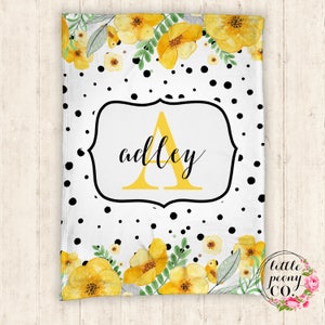 Personalized Baby Blanket Baby Blanket Personalized Blanket Monogram Floral Blanket Baby Shower Gift Personalized Gift Floral image 1