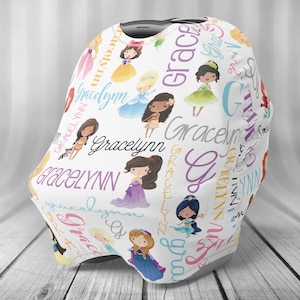 Personalized Princess Car Seat Cover - Baby Car Seat Cover - Personalized Nursing Cover - Car Seat Cover - Nursing Cover - Canopy Cover