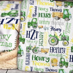 Personalized Tractor Blanket - Farm Baby Blanket - Farmer Personalized Baby Blanket - Custom Baby Blanket - Personalized Name Blanket