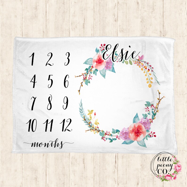 Download Baby Blankets 60x80 50x60 Baby Monthly Milestone Blanket Floral Receiving Blanket Birthday Gift Photo Prop Monthly Milestone Blanket 30x40 Blankets Throws