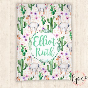 Personalized Llama Alpaca Baby Blanket - Throw Blanket -   Llama Alpaca Blanket - Personalized Blanket - Name Blanket - Baby Blanket - Minky