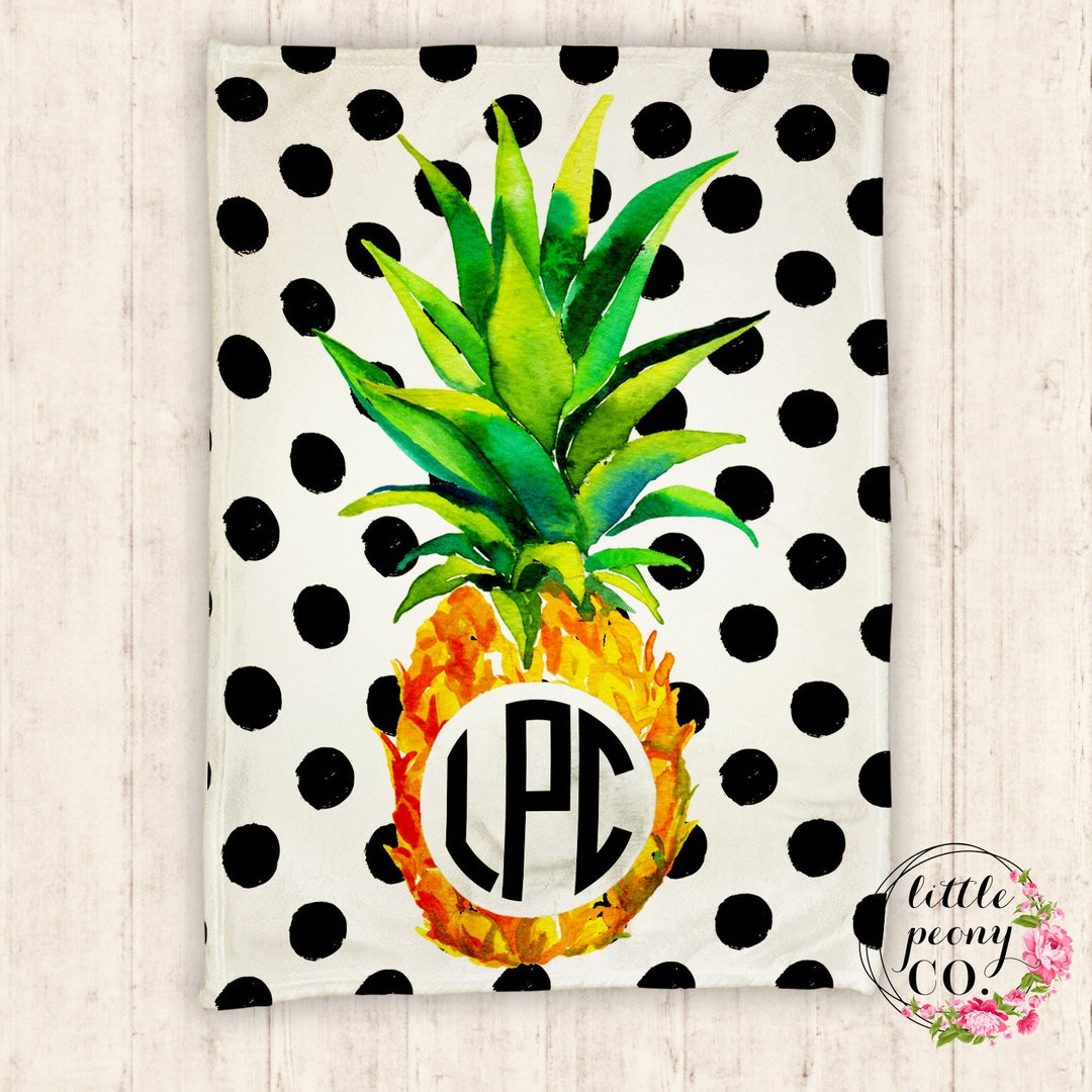 Monogram Personalized Pineapple Blanket Receiving Blanket Etsy