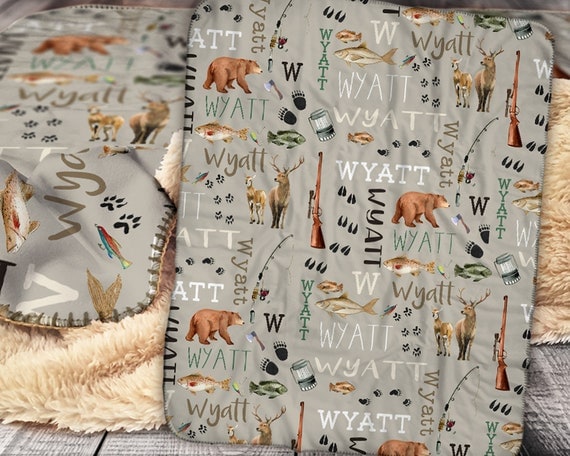 Personalized Hunting Fishing Blanket Custom Hunting Baby Blanket Hunting  Baby Blanket Personalized Name Blanket Outdoors Bear Deer -  Canada