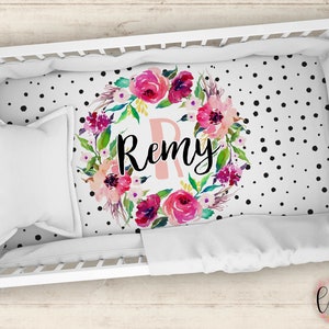 Personalized Crib Sheet - Floral Crib Sheet - Personalized Baby Fitted Crib Sheet - Baby Shower Gift - Personalized - Crib Sheet - Baby Gift
