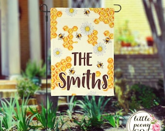 Personalized Garden Flag - Honey and Bee Custom Yard Flag