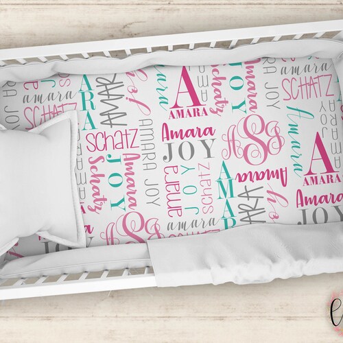 Personalized Crib Sheet Name Pattern Crib Sheet Etsy