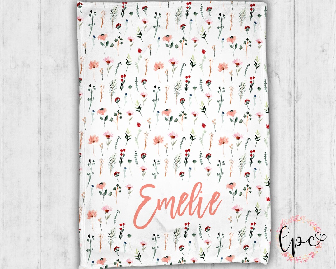 Personalized Baby Blanket Baby Blanket Floral Blanket Wildflower ...