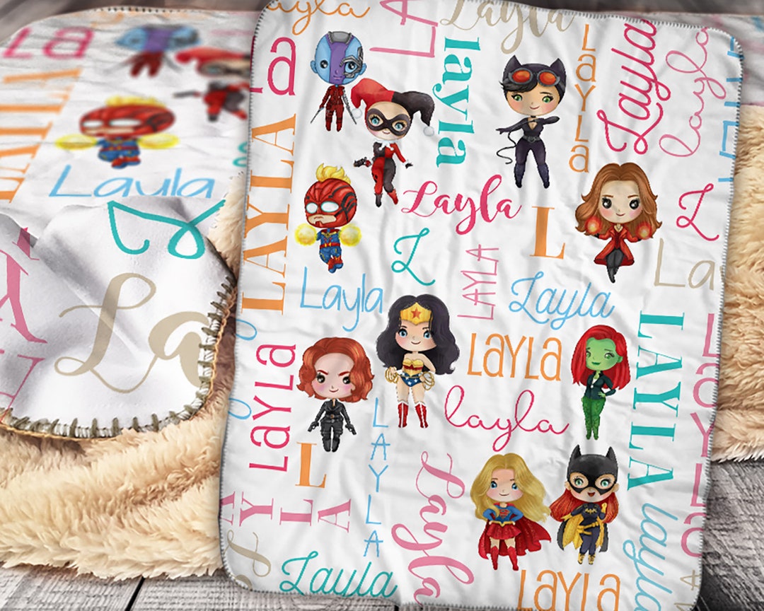 Personalized Super Hero Blanket Girl Super Hero Sherpa Throw Blanket