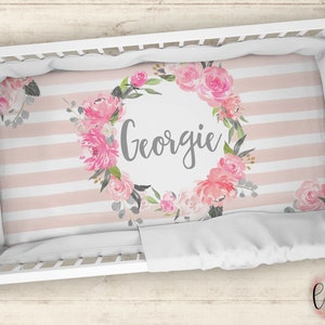 Personalized Crib Sheet - Floral Crib Sheet - Personalized Baby Fitted Crib Sheet - Baby Shower Gift - Personalized - Crib Sheet - Baby Gift