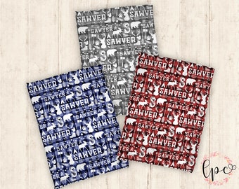 Personalized Baby Blanket - Personalized Woodland Baby Blanket - Hunter Plaid Buffalo Check Baby Name Blanket - Deer Forest Name Print