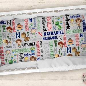 Personalized Toy Crib Sheet - Personalized Crib Sheet - Personalized Toy Character Baby Fitted Crib Sheet - Custom Baby Crib Sheet