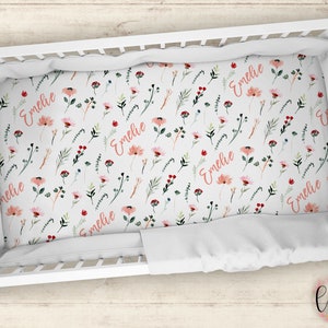 Personalized Crib Sheet - Floral Crib Sheet - Wildflower Crib Sheet - Name Pattern Crib Sheet - Personalized - Crib Sheet - Wildflower -