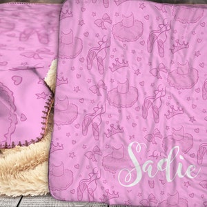Personalized Dance Baby Blanket - Dance Theme Sherpa Throw Blanket - Personalized Baby Blanket - Ballet Personalized Girls Blanket - Dance