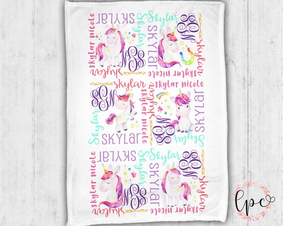 personalized unicorn baby blanket
