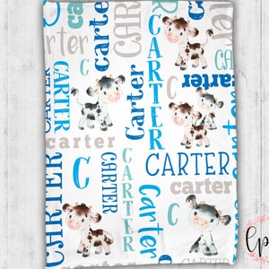 Personalisierte Babydecke - Personalisierte Decke - Kuh Decke - Namensdecke - Kuh Thema - Individuelle Kuh Decke - Namensdecke - Bauernhof - Moo
